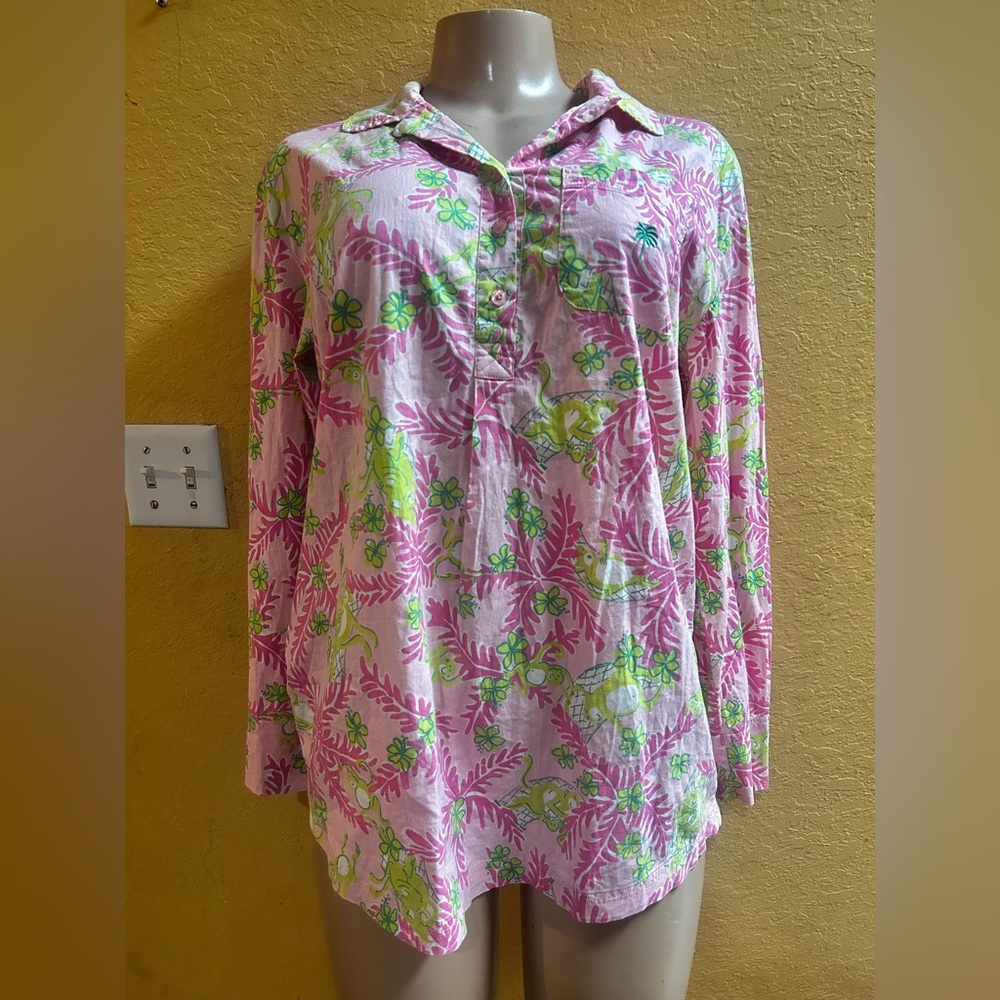 Lilly Pulitzer floral Pink and Green Women's Top